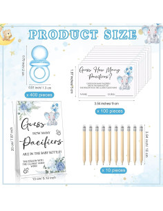 Juego de Baby Shower Roowest Adivina Cuántos Chupetes Azul 2