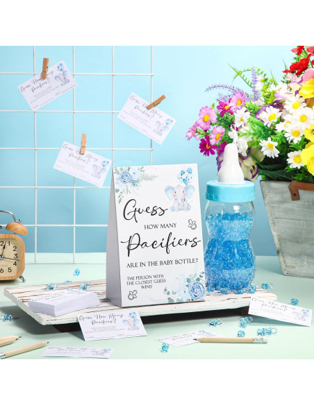 Juego de Baby Shower Roowest Adivina Cuántos Chupetes Azul