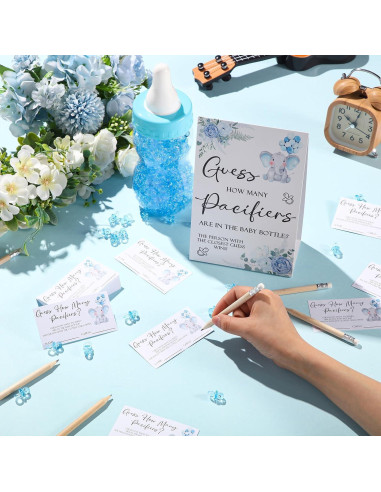 Juego de Baby Shower Roowest Adivina Cuántos Chupetes Azul