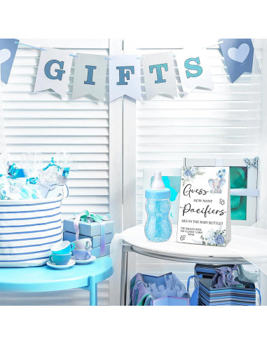 Juego de Baby Shower Roowest Adivina Cuántos Chupetes Azul
