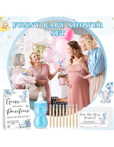 Juego de Baby Shower Roowest Adivina Cuántos Chupetes Azul
