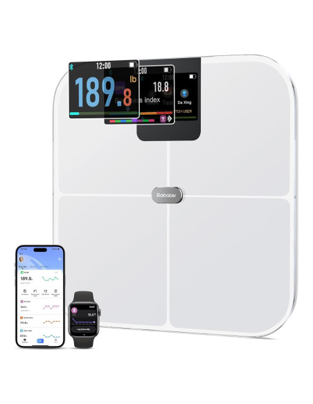 Báscula Inteligente Digital Rabater 28 Métricas 181.4 kg Blanco