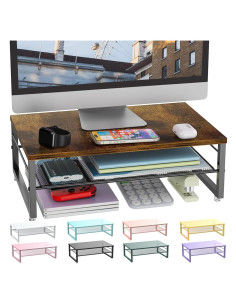 Soporte para Monitor de Metal Gianotter D-3 2 Niveles Madera