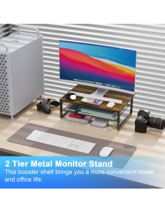 Soporte para Monitor de Metal Gianotter D-3 2 Niveles Madera 2