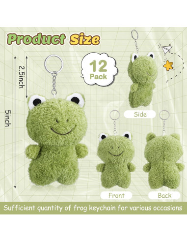 12 Llaveros de Rana de Peluche Gemscream 12 cm Verde