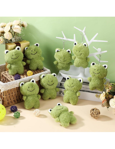12 Llaveros de Rana de Peluche Gemscream 12 cm Verde