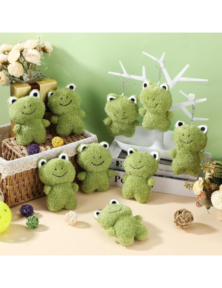 12 Llaveros de Rana de Peluche Gemscream 12 cm Verde