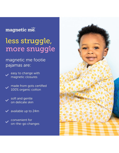 Pijama de Pie Magnético Bebé 100% Algodón Orgánico Prematuro