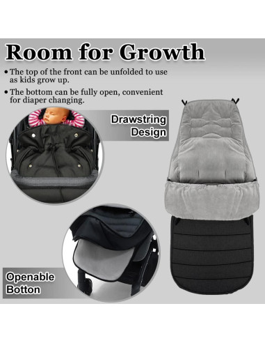 Saco para Cochecito XIFAMNIY Impermeable Terciopelo Negro 0-12M