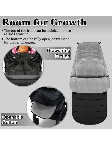 Saco para Cochecito XIFAMNIY Impermeable Terciopelo Negro 0-12M