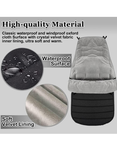 Saco para Cochecito XIFAMNIY Impermeable Terciopelo Negro 0-12M