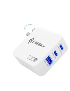 Cargador USB C 100W PAEBAI+ 3 Puertos Rápido Plegable