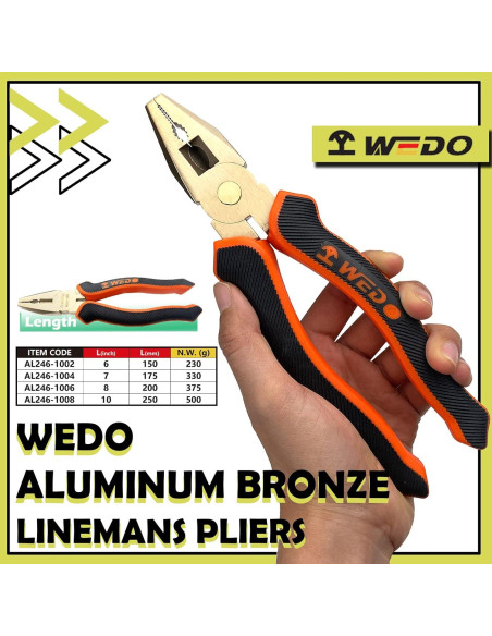 Alicates de Liniero Sin Chispas WEDO 15 cm Ergonómicos