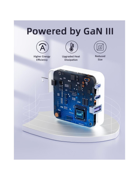 Cargador USB C 100W PAEBAI+ 3 Puertos Rápido Plegable