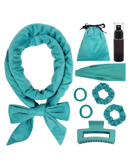 Juego de Rizador de Cabello Sin Calor ewinever 9 Piezas Verde