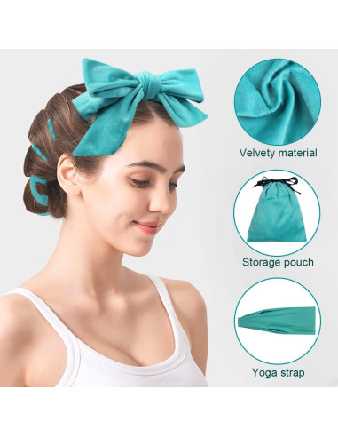 Juego de Rizador de Cabello Sin Calor ewinever 9 Piezas Verde