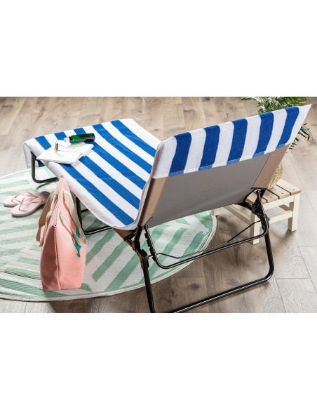 Toalla de Playa DII Rayas Azul 66x208 cm 100% Algodón