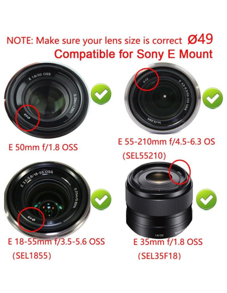 Filtro UV 49mm WH1916 + Tapa de Lente 49mm para Sony y Canon