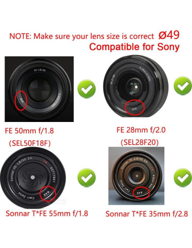 Filtro UV 49mm WH1916 + Tapa de Lente 49mm para Sony y Canon