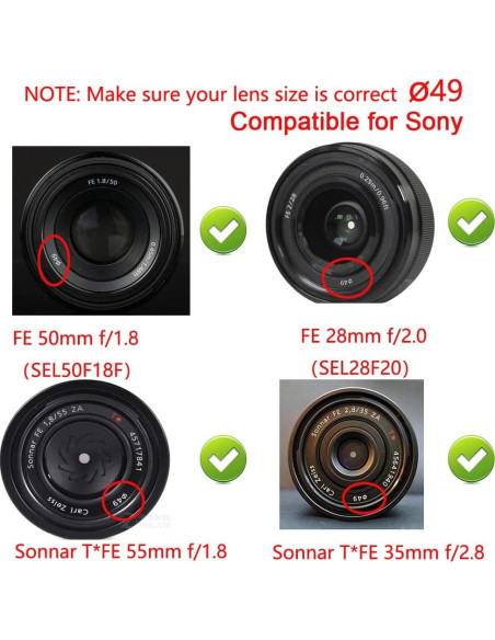 Filtro UV 49mm WH1916 + Tapa de Lente 49mm para Sony y Canon