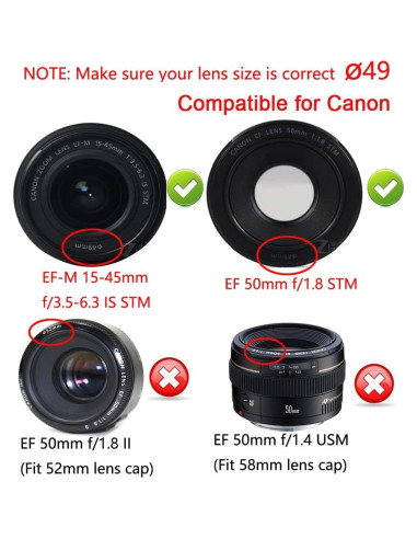 Filtro UV 49mm WH1916 + Tapa de Lente 49mm para Sony y Canon