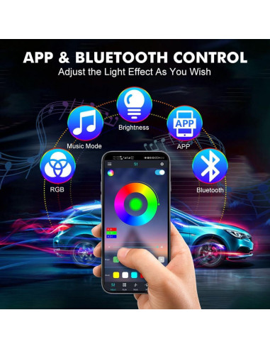 Luces LED interiores para coche Minsezhi con control APP