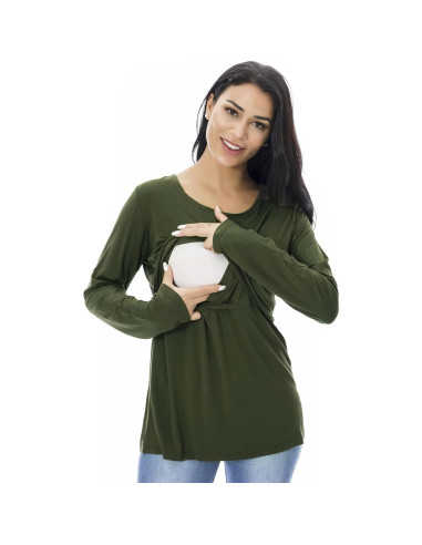 Camisetas de Lactancia Manga Larga Smallshow 3-Pack Mujeres