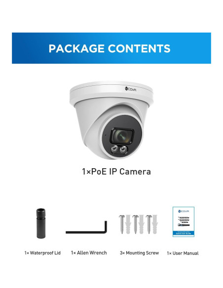 Cámara de Seguridad 4COVR 8MP 4K IP PoE para Exterior