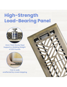 Registro de Piso 4x10" Howeall Latón Antiguo 2 Piezas 2