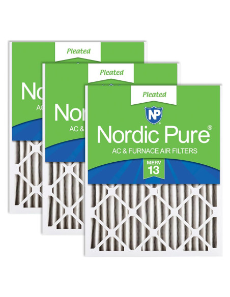 Filtros de Aire Plisados MERV 13 Nordic Pure 15.5x24.5x1.8 Paquete de 3