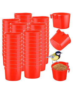 120 Tazas de Jaula Alimentadores para Aves Ziliny 8 oz Rojo