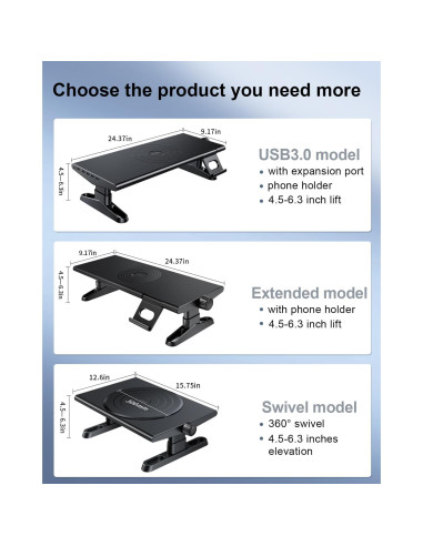 Soporte Elevador Ajustable para Monitor NIFBANG - Negro