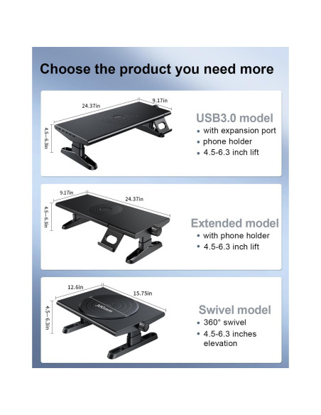 Soporte Elevador Ajustable para Monitor NIFBANG - Negro