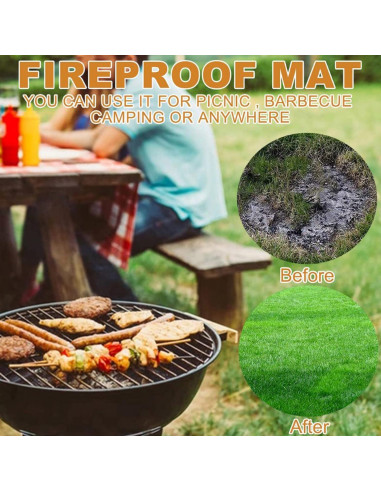 Alfombra a Prueba de Fuego Joyeee 90 cm para BBQ y Fogatas
