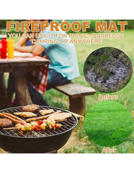 Alfombra a Prueba de Fuego Joyeee 90 cm para BBQ y Fogatas