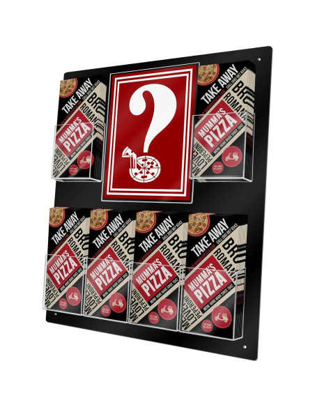 Soporte de Folletos de Pared Marketing Holders 6 Bolsillos PVC Negro