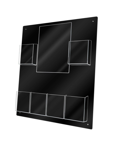 Soporte de Folletos de Pared Marketing Holders 6 Bolsillos PVC Negro