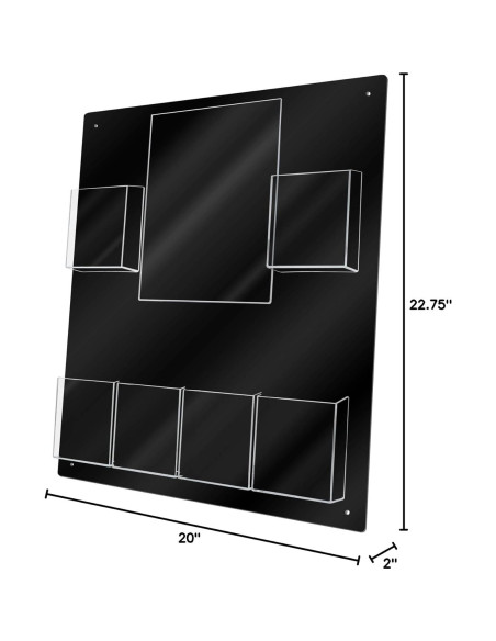 Soporte de Folletos de Pared Marketing Holders 6 Bolsillos PVC Negro