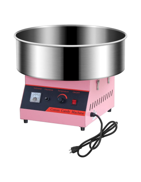 Máquina de Algodón de Azúcar OUKIDR 1050W Rosa con Tazón Inoxidable