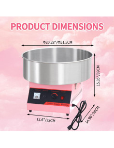 Máquina de Algodón de Azúcar OUKIDR 1050W Rosa con Tazón Inoxidable 2