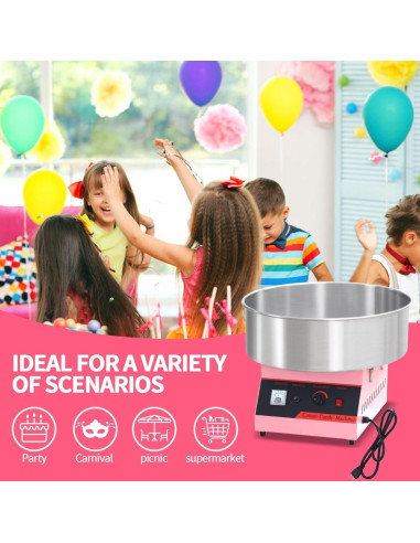 Máquina de Algodón de Azúcar OUKIDR 1050W Rosa con Tazón Inoxidable