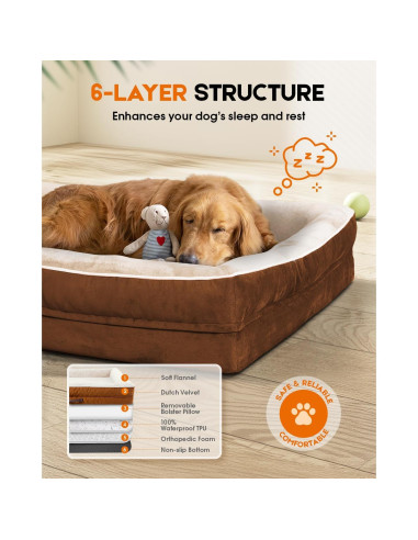 Cama Ortopédica para Gatos y Perros Upvilla 60x45cm Marrón