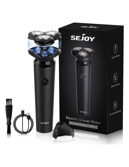 Afeitadora eléctrica Sejoy rotativa 3D recargable USB tipo C