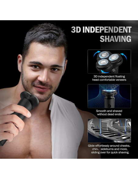 Afeitadora eléctrica Sejoy rotativa 3D recargable USB tipo C