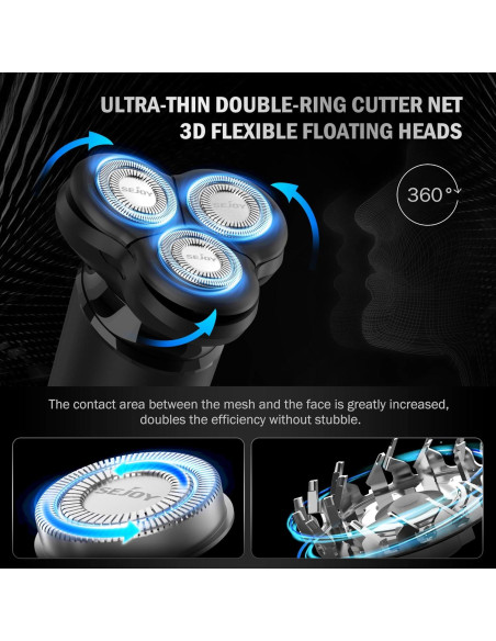 Afeitadora eléctrica Sejoy rotativa 3D recargable USB tipo C