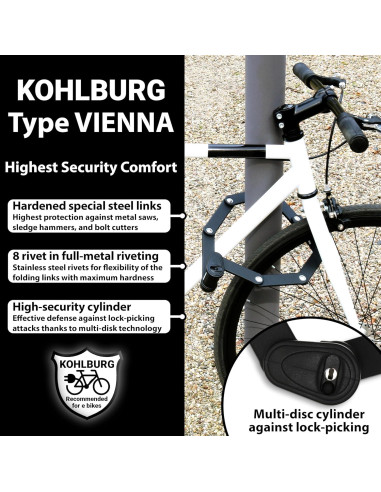 Cerradura Plegable de Seguridad KOHLBURG Modelo Viena 89 cm