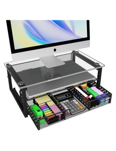 Soporte para Monitor de Vidrio y Metal Simple Trending 2 Niveles