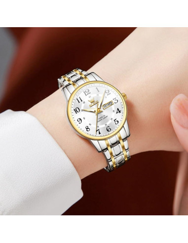 Reloj de Vestir OLEVS para Mujeres Plateado con Fecha