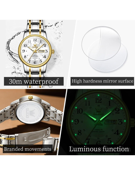 Reloj de Vestir OLEVS para Mujeres Plateado con Fecha