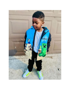 Abrigo acolchado Minecraft Creeper Steve para niños 7-8 años 2